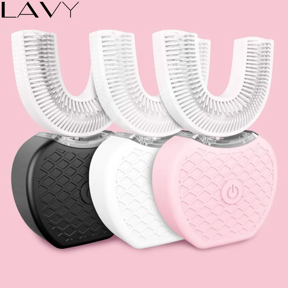 360 Degree Sonic Automatic Electric Toothbrush USB Rechargeable Intelligent Ultrasonic Silicon Toothbrush 4 Modes U Type Timer