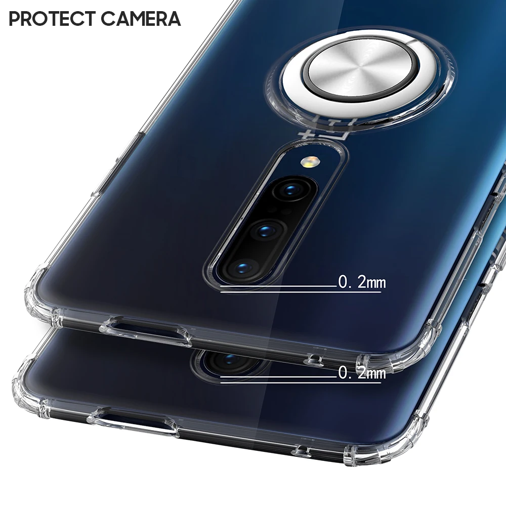 Для Oneplus 7 Pro прозрачный чехол TPU задняя крышка для Oneplus 7 Pro 6T полная задняя крышка чехол магнитный автомобильный держатель пресс-кольцо Capa