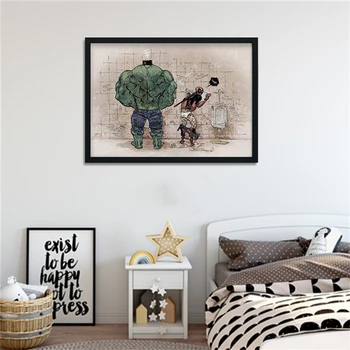 

Marvel Superhero Hulk DC Justice League Dead Waiting Funny Toilet Privacy Life Family Decoration Painting Poster Vintage