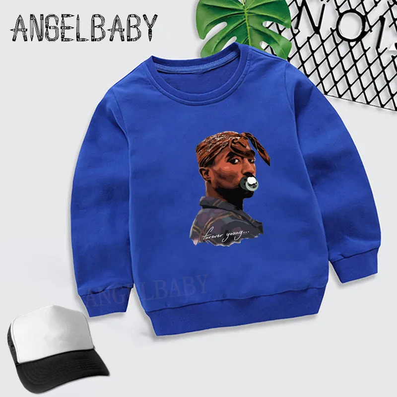 Дети Тупак 2pac Хип-хоп Swag толстовки с принтом детские осенние Топы Детская одежда из хлопка свитер для мальчиков и девочек KYT287