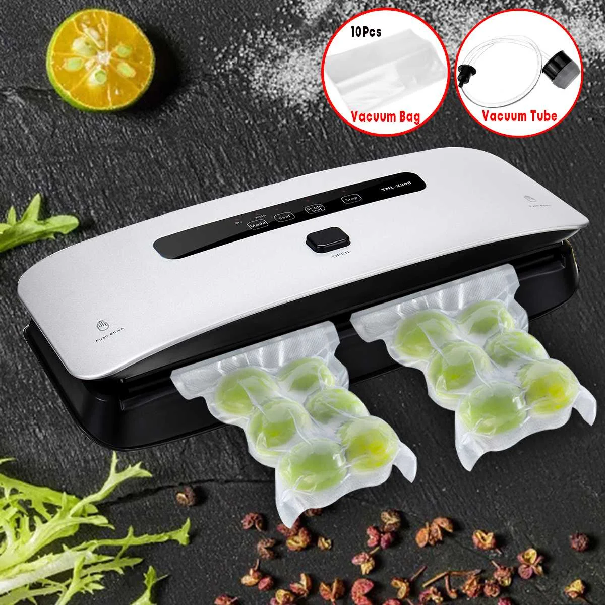 

Automatic Vacuum Sealer Food Heating Sealing Packing Machine & 10pcs Bags Packer Film Sealer Vacuum Packer 220V 110V Food Saver