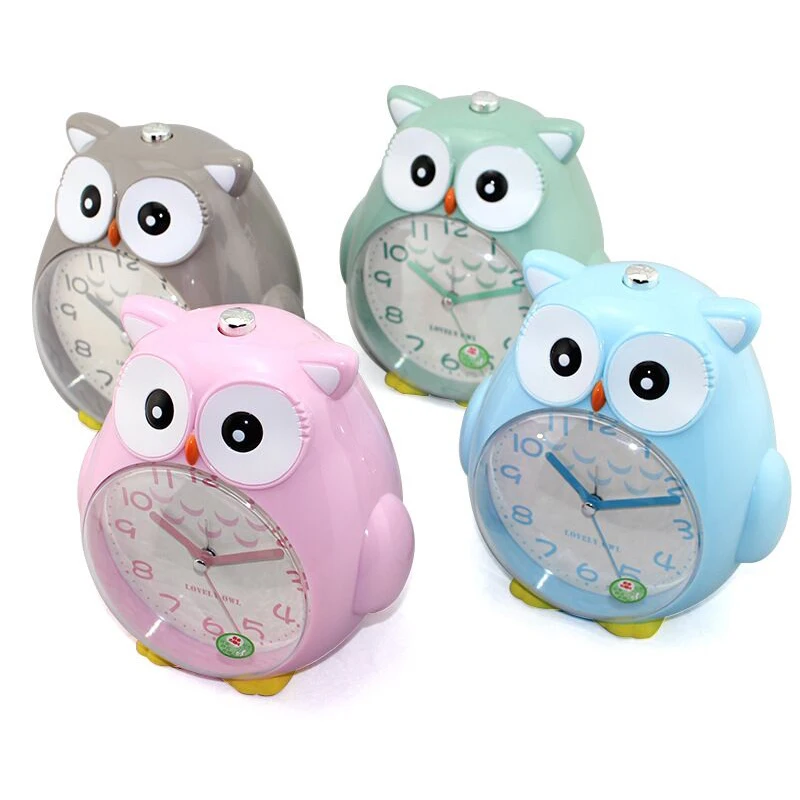 

Cartoon Alarm Clock Lovely Quartz Movement Beside Night Light Children Home Decor Desktop Clocks Gift for Student Children