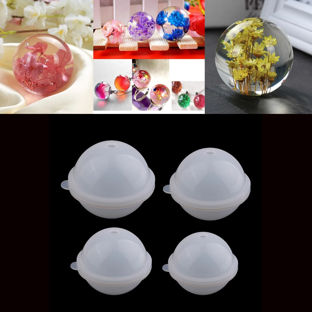 Silicone Large Round Sphere Balls Mould Epoxy Resin Casting DIY Dried Flower Ornament Jewelry Making Mold Tool 70/80/90/100mm