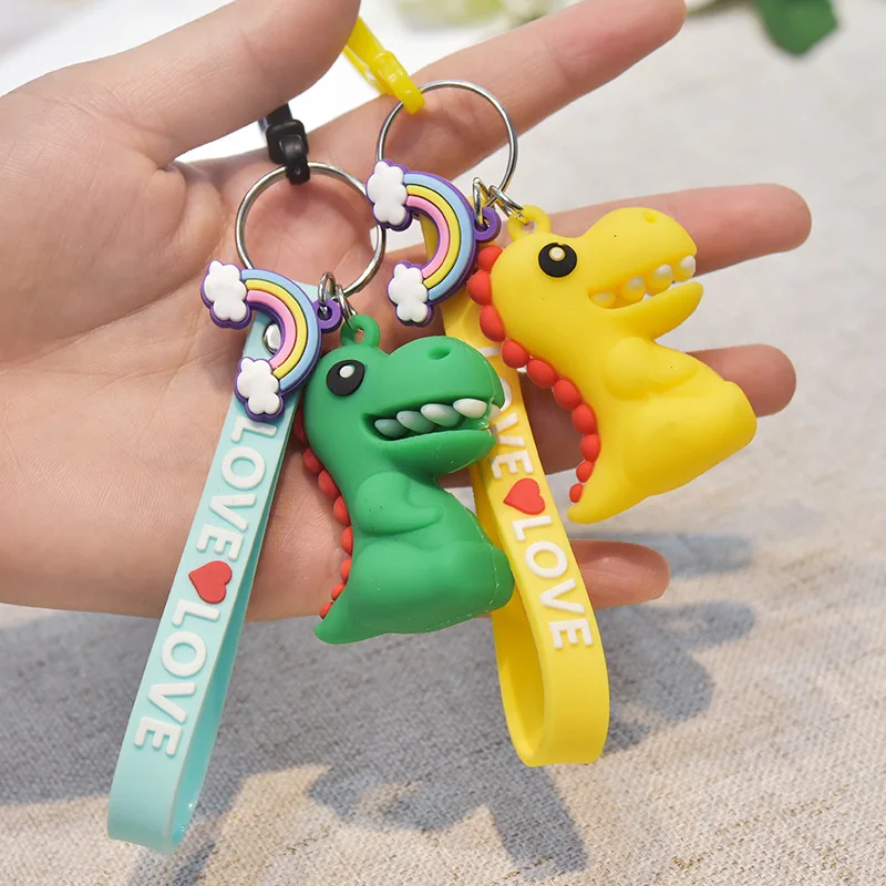 

1Pc Cartoon Simulation Animal Dinosaur Car Key Ring Keychains for Women Cute Silica gel Keyring Pendant Charm Bag Jewelry K06