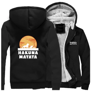 

The Lion King Simba Men's Thick Hoodies Hakuna Matata Jacket Men Fleece Warm Coat Harajuku Casual Cartoon Streetwear Hoody