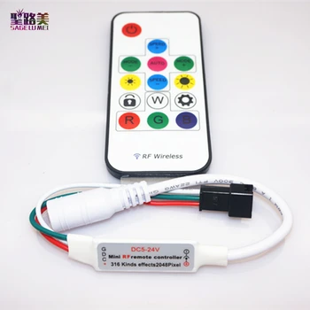 

DC5V 12V 2048Pixels 300 Kinds of Changes Digital RGB LED Strip Controller 14Key RF Wireless Remote for WS2812B WS2811 led Strip
