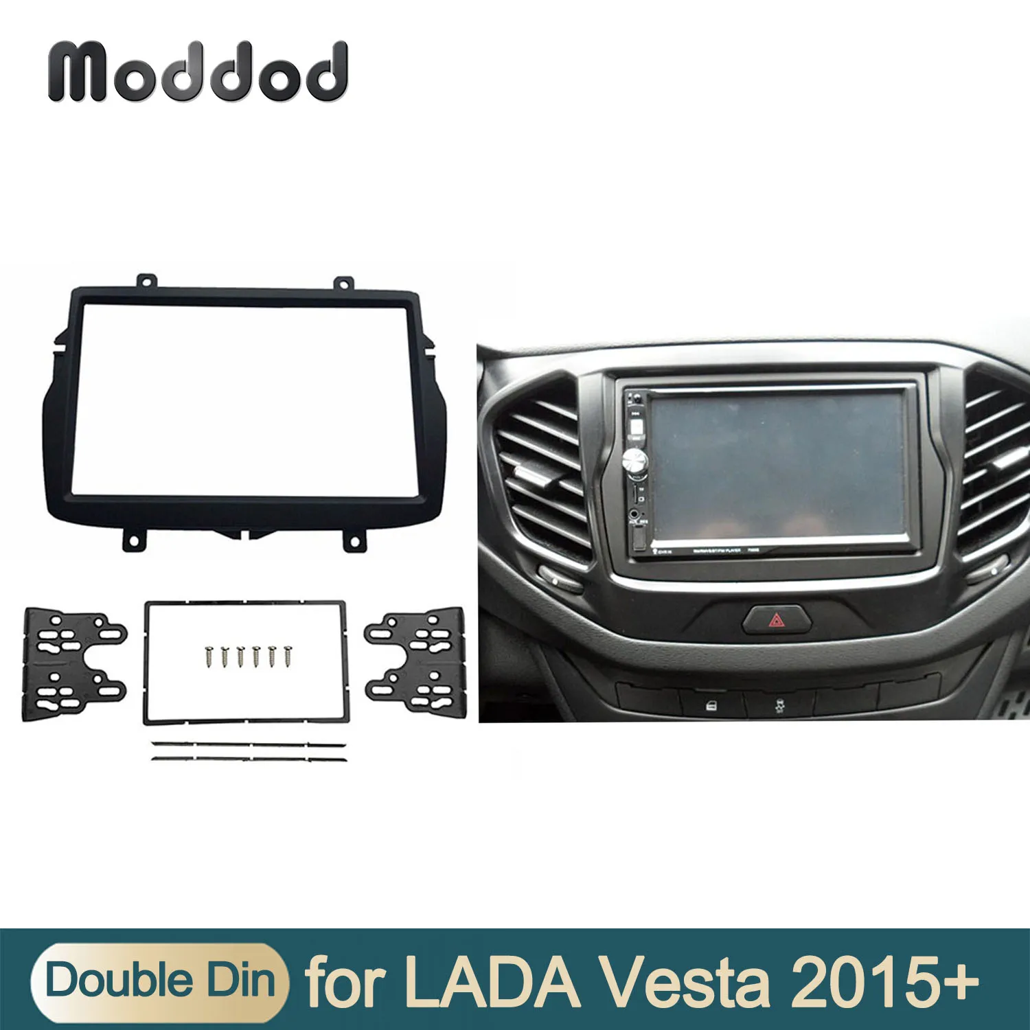 Car Radio Double Din Fascia for Daewoo Royale LADA Vesta 2015 Dashboard Installation Refitting Trim Kit Frame Stereo Panel Bezel