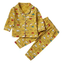 SAILEROAD/Детская Пижама с динозавром из мультфильма для мальчиков; пижама с длинными рукавами с принтом животных; детская пижама; домашняя одежда для мальчиков