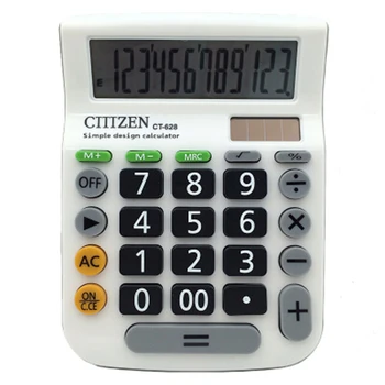 

12 Digit Desk Calculator Large Button Financial Business Accounting Tool White Big Buttons Large Flat Student Calculator CT-628