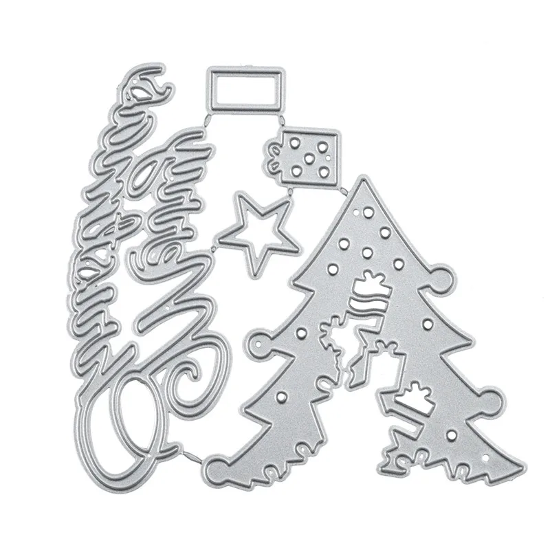 

YaMinSanNiO Metal Cutting Die New 2019 Christmas Gift Box Tree With Letter Dies Scrapbooking Album Die Cut Embossing Stencils