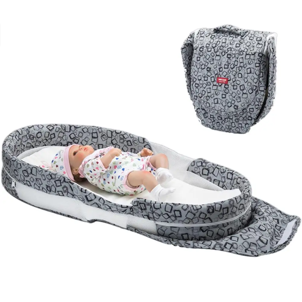 Переносная съемная и моющаяся Колыбель для новорожденных, мягкая хлопковая дышащая детская кроватка, дорожная кровать для детей, младенцев - Цвет: B