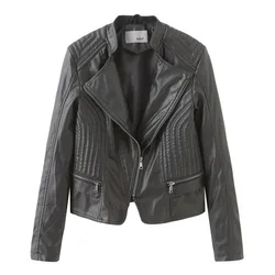 women coat New women's leather PU leather jacket Slim female jacket ladies motorcycle clothing autumn spring street styly