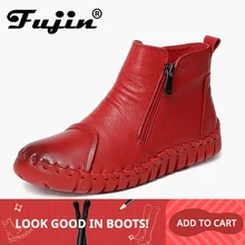 Fujin/ г.; винтажные разноцветные ботинки «Челси» из коровьей кожи на среднем каблуке с круглым носком на молнии; дизайнерские зимние ботинки