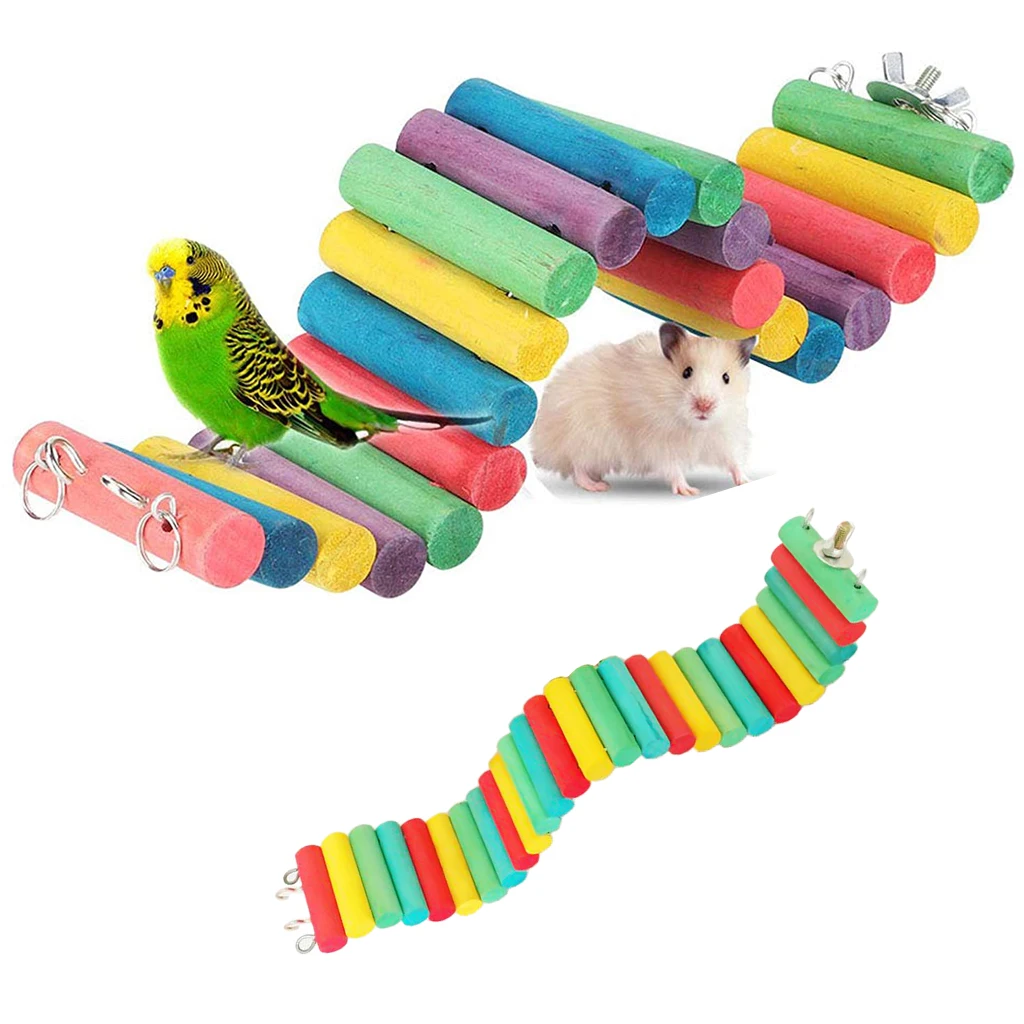 Bird Parrot Suspension Bridge Swing Stand Perch Cage Hanging Toys Small Animal Mice Squirrel Swing Rack Accessories