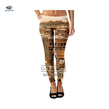 

SONSPEE 3D Print Vincent Van Gogh Wheatfield Sunset Girls Ladies Women Retro Vintage Mid-waist leggings Sexy Ankle Pants Legging