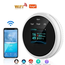Capteur de fuite de gaz Tuya Smart Life Wifi, écran d'affichage Led, alarme de gaz gpl, détecteur de température