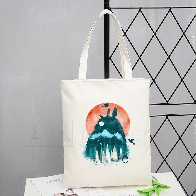 

Totoro Ladies Handbags Cloth Canvas Tote Bag Shopping Travel Women Eco Reusable Shoulder Shopper Bags Bolsas De Tela
