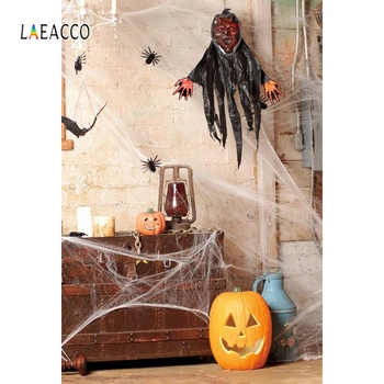 

Laeacco Old Rural House Happy Halloween Festival Ghost Terrible Spider Child Photo Background Photography Backdrop Photo Studio