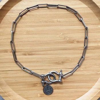 

High quality stainless steel thick chain necklace hip-hop style U-shaped buckle pendant choker man punk neck accessory цепь