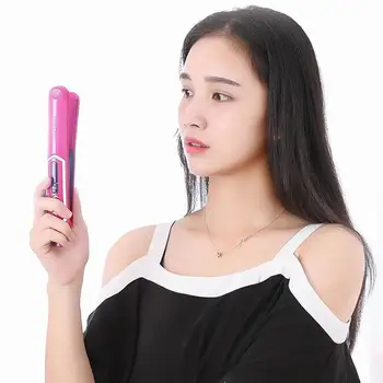 

USB Rechargeable Hair Straightener Wireless Mini Hair Curling Stick With USB Base Portable Professional Hair Curler