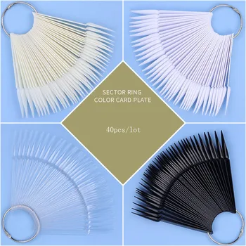 

40pcs/lot Nails False Transparent Fake Finger Nails Fan Style Board Display Round Practice for Gel Polish Showing Nail Art Tool