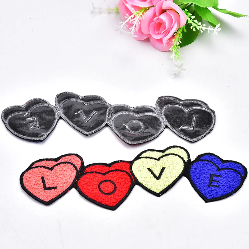5pcs/lot LOVE heart shape transfer Patch Embroidered Floral Patches Iron on/sew on Hairpin clothes bag decorative applique | Дом и сад