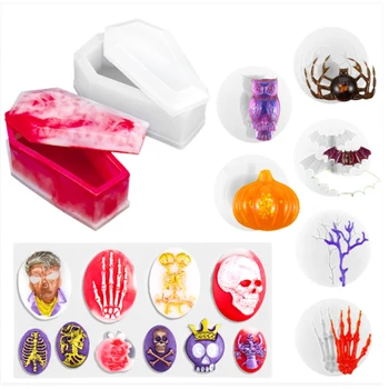 

1PC Crystal Epoxy Halloween Skeleton Ghost Silicone Mold Baking Fondant Decor Mold Can Make Pendant Listing For Cooking Tools