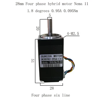 

28 motor 51mm body 0.95A 4 phase 6 wire 28 stepper motor 28BYG51 Nema11 motor