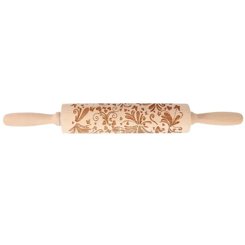 

Butterfly Pattern Christmas Embossing Rolling Pin Baking Dough Cake Roller