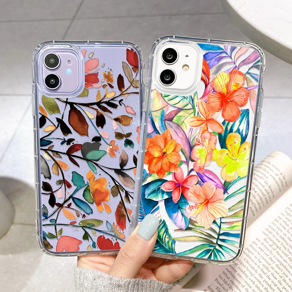 Case For Iphone 12 Pro Max Cases Silicone Funda Iphone 11 Pro 13 Mini XR X Xs Max 7 8 Plus Capa iphone11 Pro Flora Phone Covers