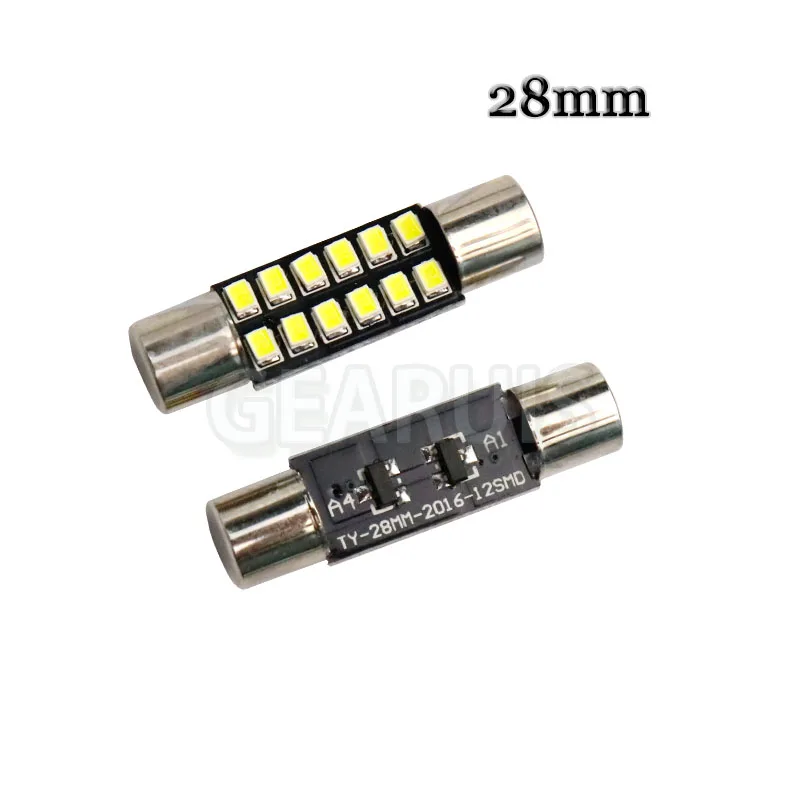 100 шт. AC 12 В T6 Festoon Dome T6.3 28 мм 31 мм 12 SMD светодиодный лампочка Автомобильная подсветка косметического зеркала солнцезащитный козырек предохранитель свет белый 12 В - Испускаемый цвет: 28mm  White
