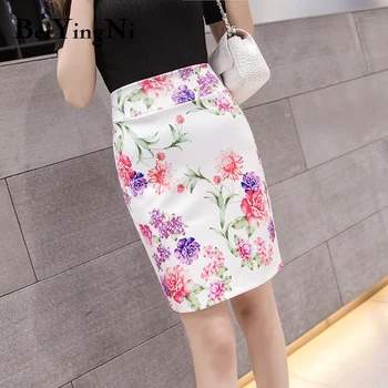 

Beiyingni Elegant Pencil Skirt Women Print High Waist Slim Elegant Office Lady Skirts Work Wear Streetwear Elasticity Mini Skirt