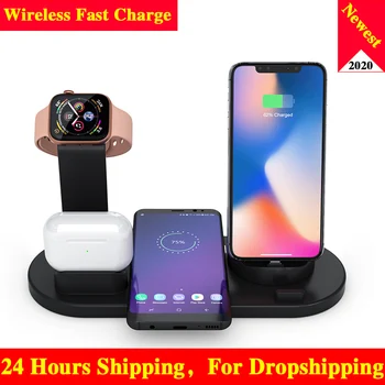 

10W Qi Wireless Charger Dock Station 4 in 1 wireless charging wireless charger phone carregadores sem fio cargador inalambrico