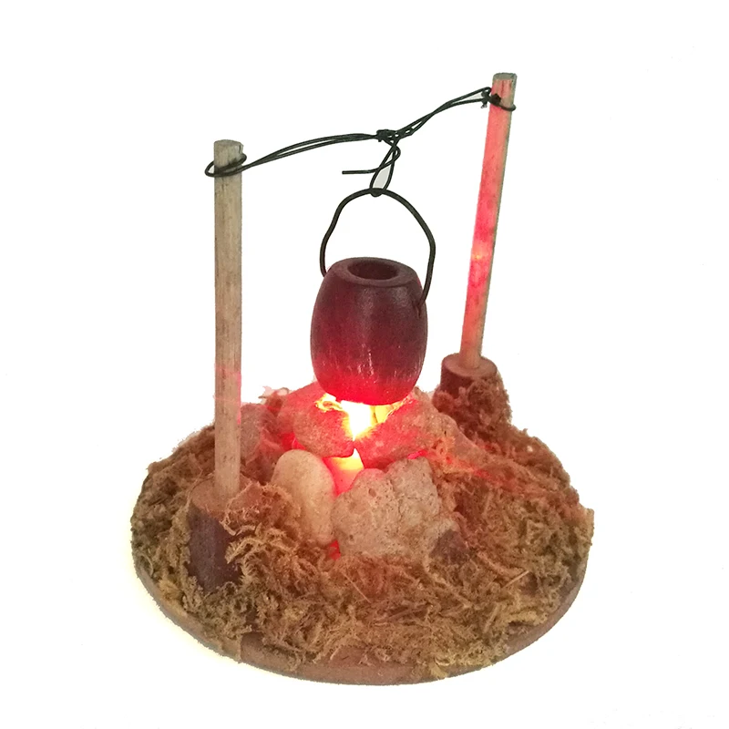 Dollhouse Miniature Garden Villa Accessories Hanging Furnace Outdoor Picnic Pastoral Style Light Battery Operated OG015 |