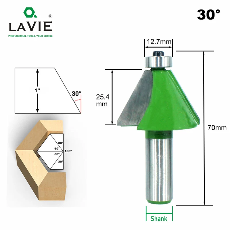 LAVIE 1 шт. 12 мм 1/" хвостовик фаски маршрутизатор бит 11,25 15 22,5 30 45 градусов Фрезерный резак для дерева машина MC03232