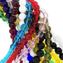 Красочный Стекло бусины Круглые Каменные Свободные Spacer Бусины для изготовления ювелирных изделий 4/6/8/10/12 мм браслет "сделай сам" Цепочки и ожерелья
