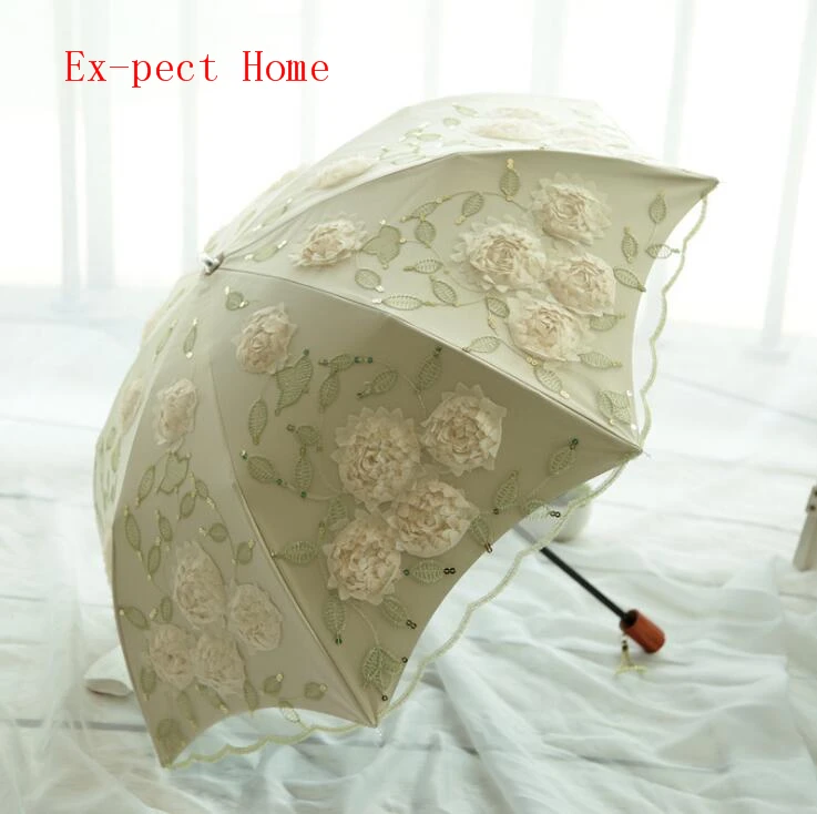 

5pcs 3D Flower Double Layer Lace Umbrella Anti UV Sun Protection Parasols For Woman Lady Bride Wedding Favor Gift