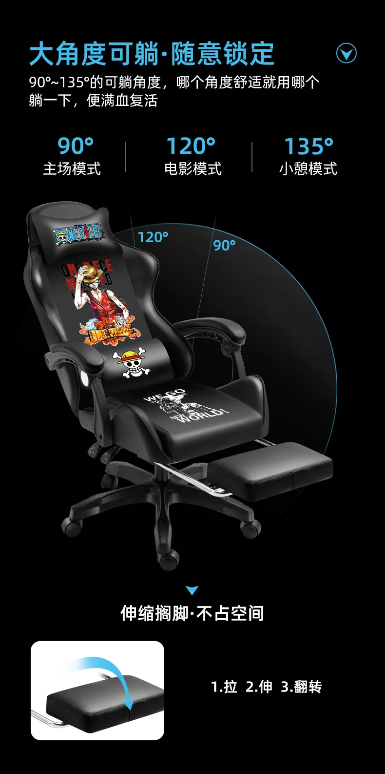 Description Picture 6 of itemHot!New Wcg Gaming Chair Household Armchair Ergonomic Computer Chair Office Chairs Lift and Swivel Function Adjustable Footrest