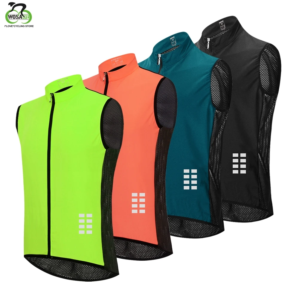 

WOSAWE Reflective Cycling Vest Windproof Lightweight Ciclismo Mtb Bike Sleeveless Jersey Breathable Mesh Clothing Cycling Gilet