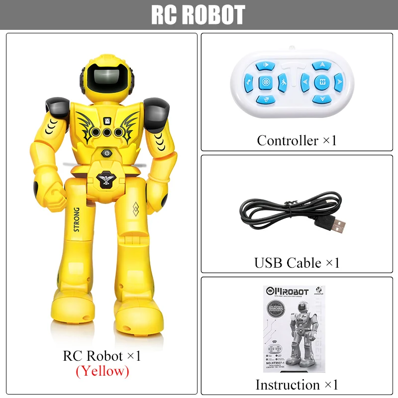 Робот с дистанционным управлением, робот с дистанционным управлением, Поющая танцевальная игрушка, перезаряжаемый умный робот для детей, подарок на день рождения - Цвет: Yellow