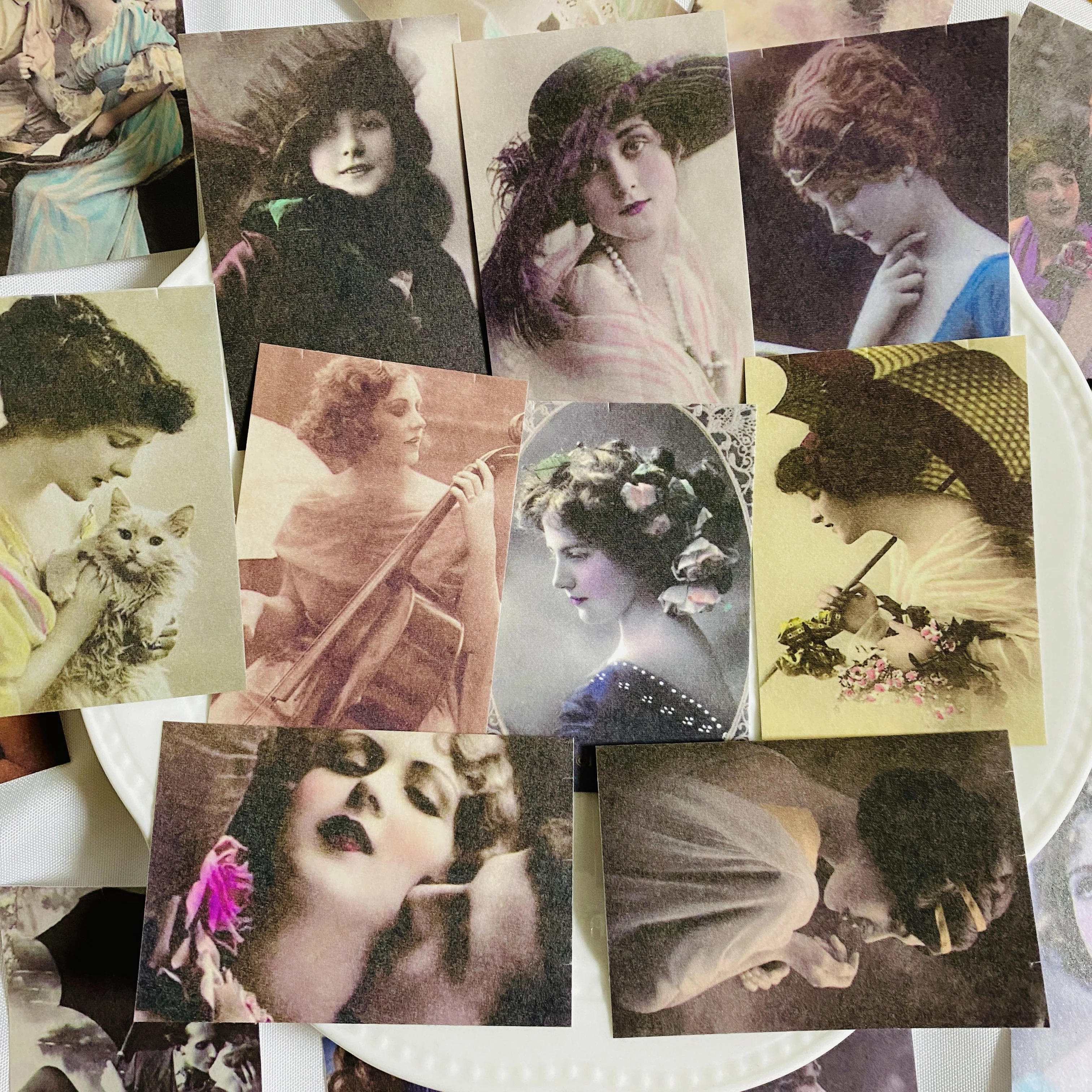 50PCS Vintage Beauty Old Photo Stickers DIY Scrapbooking Base Collage Phone Diary Photo Album Props Gift Decoration