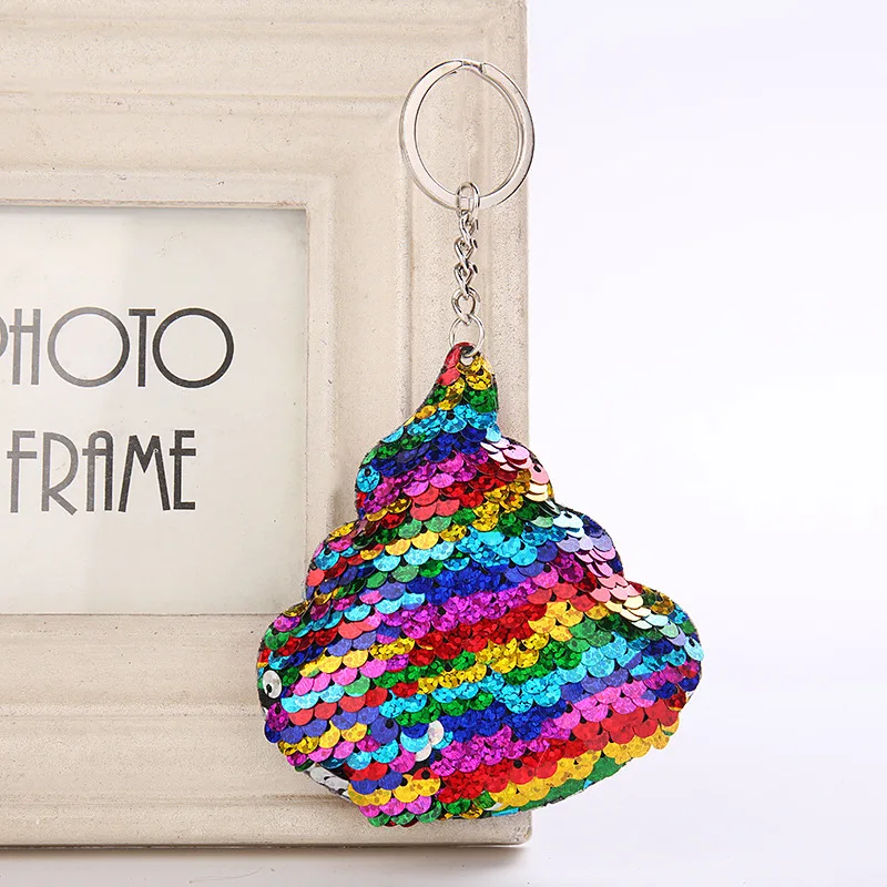 

Women Sequin Poo Shape Key Chain Handbag Keyring Jewelry Mermaid Sequins Keychain Bag Accessories for Gift 6C2389