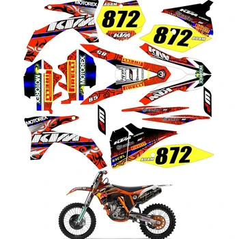 

For KTM SX SXf 125 150 250 350 450 2011 2012 Graphics Decals Stickers Custom Number Name 3M Motorcycle Backgrounds Accessories