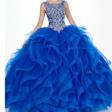 Сверкающее синее платье Vestido Robe De Sweet 16 платье с глубоким вырезом vestido de 15 Anos Vestidos De Quinceaneras платья с жакетом