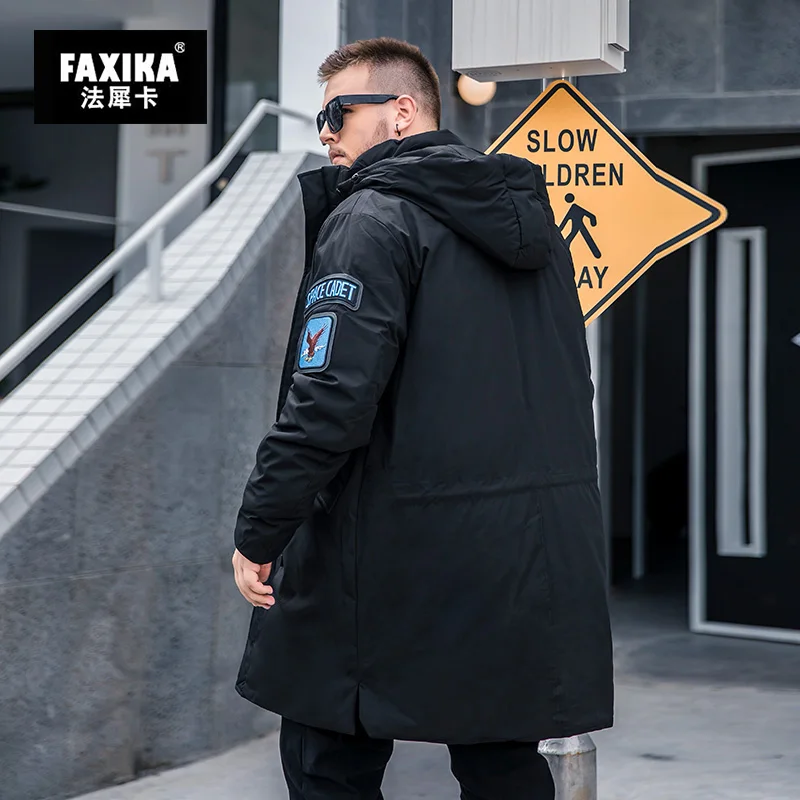 FAXIKA, мужская одежда из хлопка, мужское зимнее пальто, увеличивающее рост, популярный логотип, длинное пальто