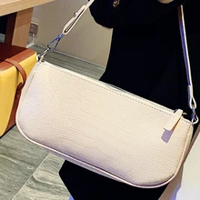 Fashion Crocodile Pattern Shoulder Womens Bag New small bag simple retro PU Baguette shape Handbags Cortex Women tote Bags purse