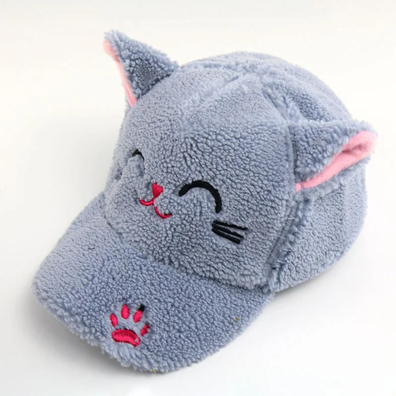 blue cat B Зимние Детские бейсболки; осенние детские шапки в Корейском стиле с милыми кошачьими ушками для мальчиков и девочек; теплая шапка для детей; реквизит для фотосессии - Цвет: blue cat B