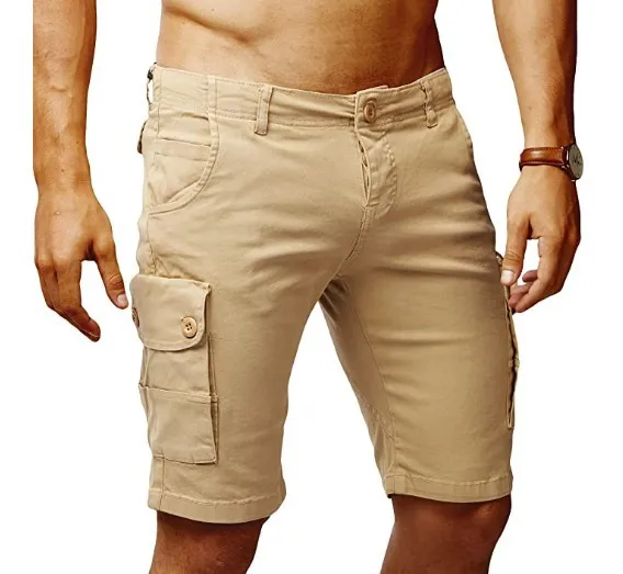 Cargo-Shorts Multi-Pocket Military Mens Casual Khaki Male Cotton Work Solid Fahison