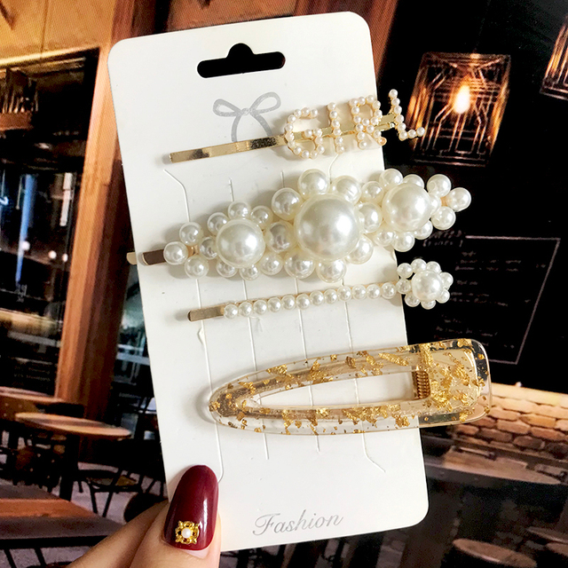 Pearl Barrettes Beaded Geometric Women Hair Clip Hairgrips Hair Accessories Girls Jewelry Fashion Hair Pins