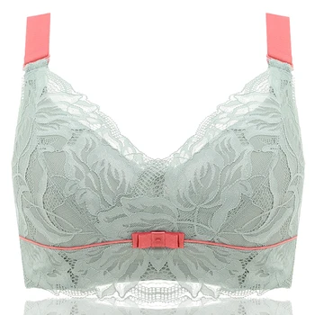 

Women Full Coverage Wire Free Non-Foam Lace Bra 34 36 38 40 42 B C D E